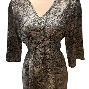 Thyme Maternity Sliver and Black Blouse or Short Dress